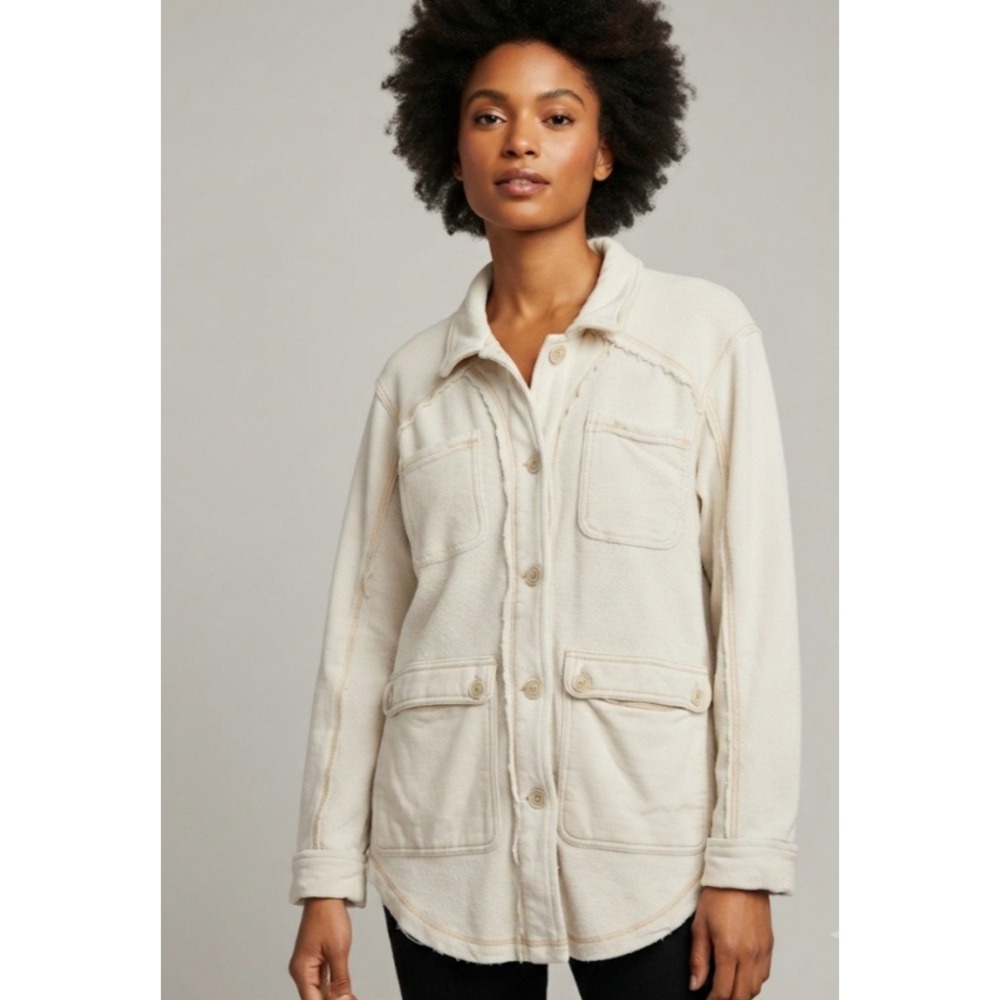 Pilcro and the Letterpress Oatmeal Cream Utility Chore Jacket Womens Medium